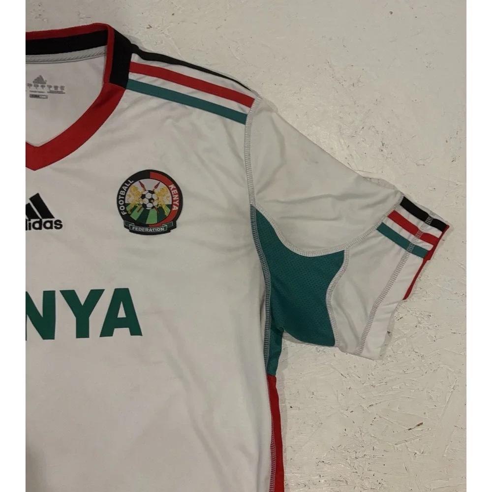 Adidas Kenya Soccer Jersey Mens Large White Football Federation Climacool